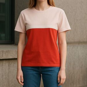 Stitches in Time Sweater Large Pink Short Sleeve Casual Normcore Soft Colorblock